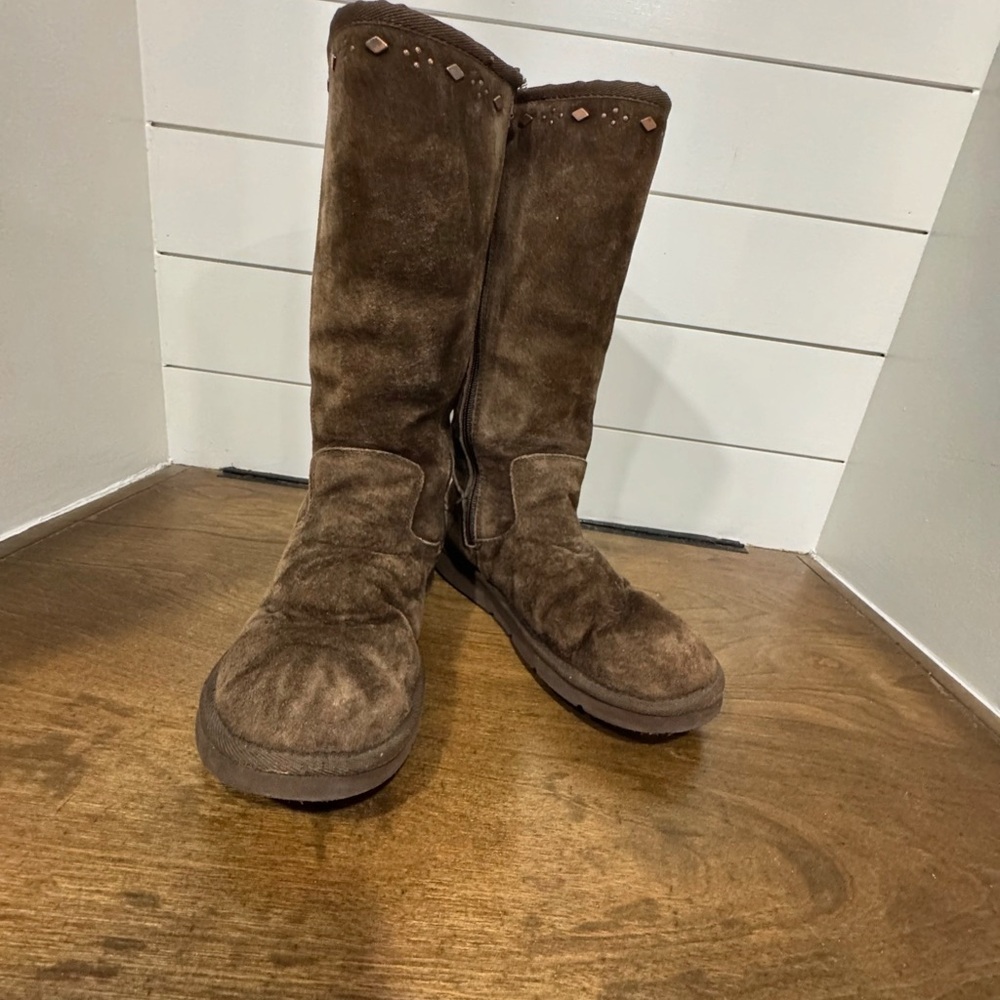 UGG Rare “Joplin” Brown Winter Boots Suede Mid-Calf - Picture 3 of 6